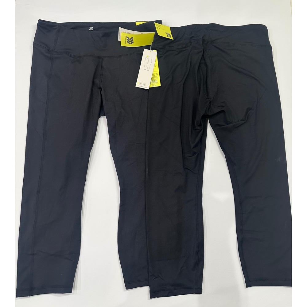 All in Motion Womens 2 Pack Mid-Rise Capri Leggings Black XL NWT